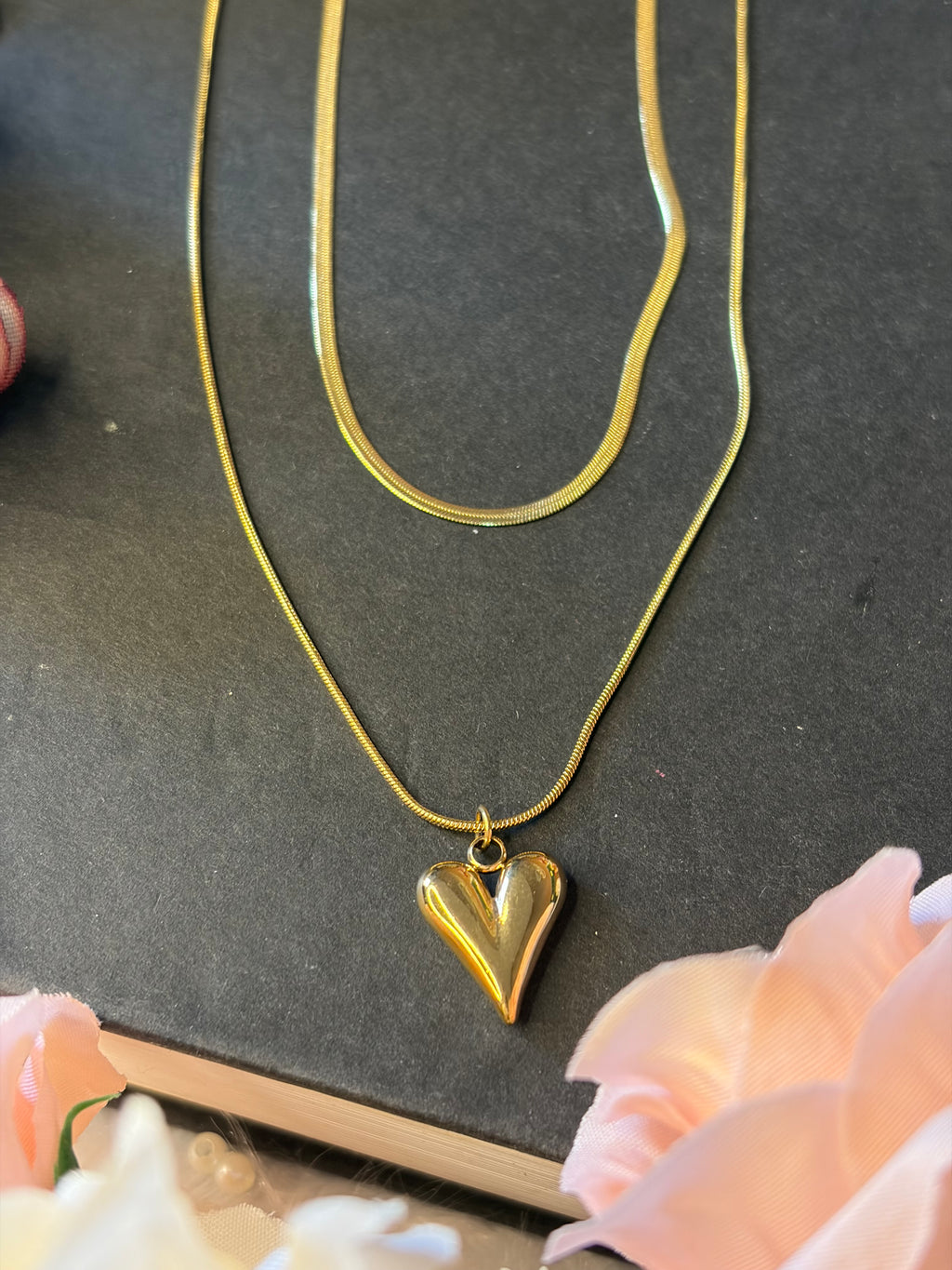 Anti Tarnish Heart Themed Layered chain