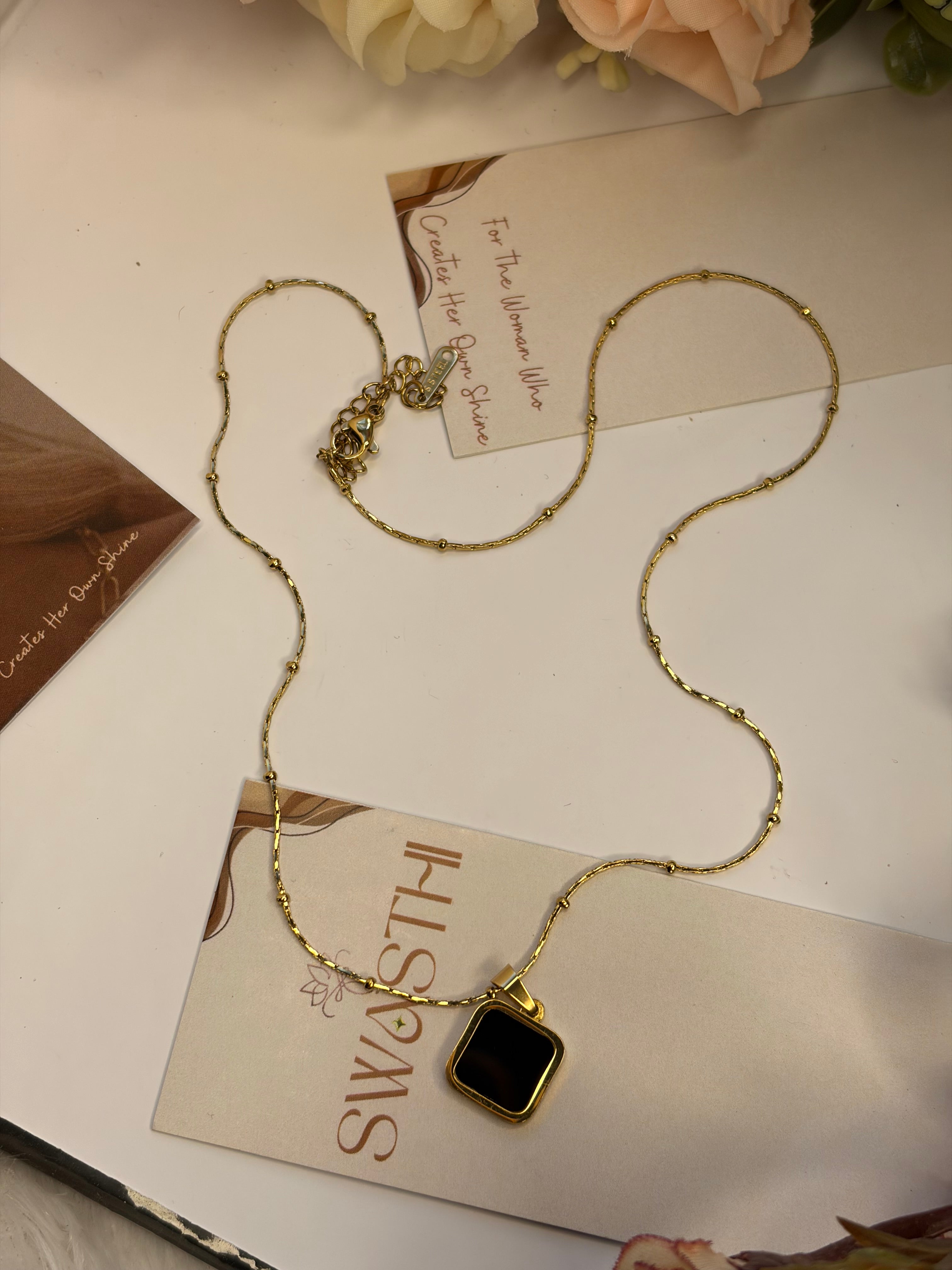 Black Geometric Pendant Chain