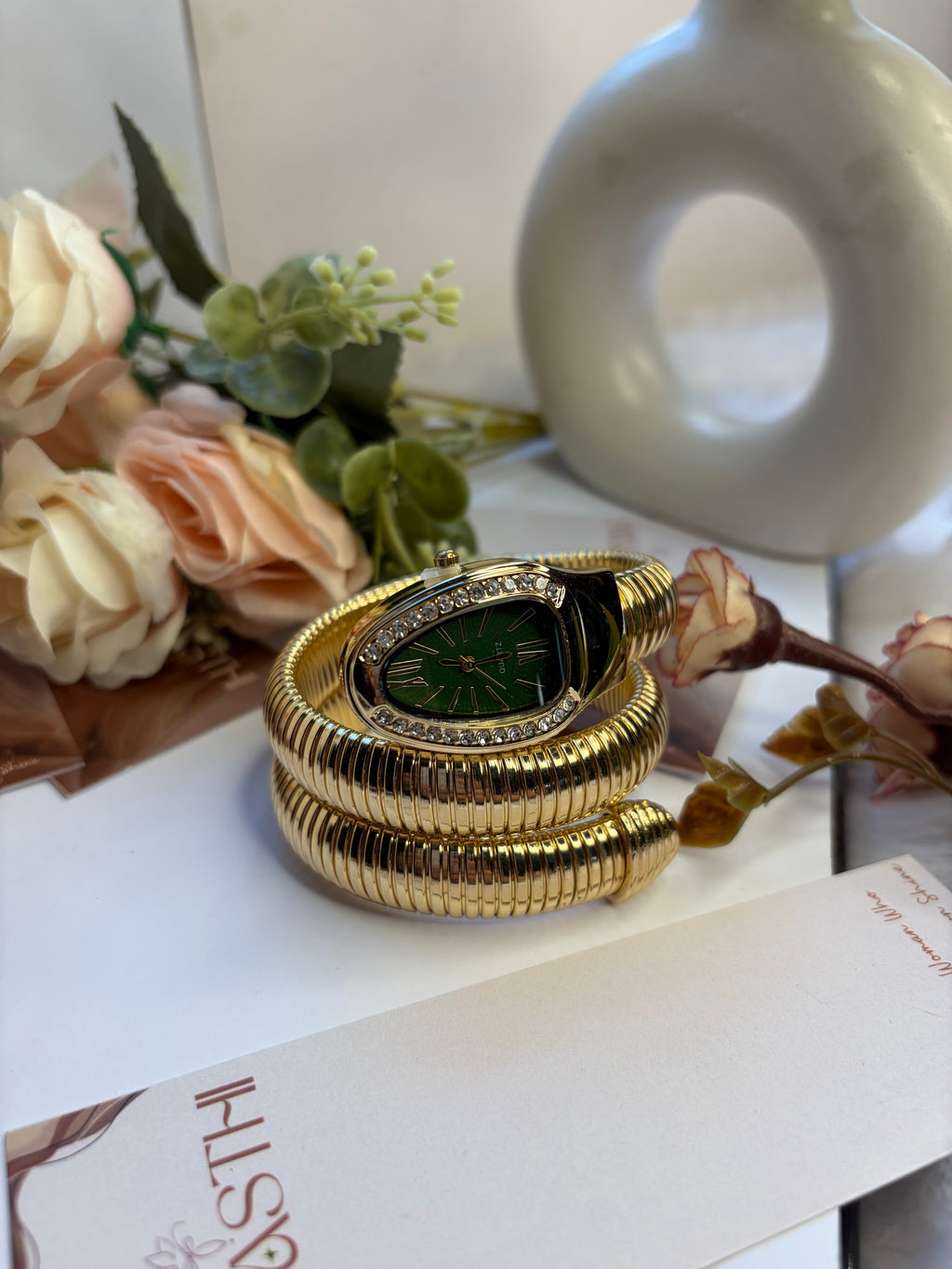 Snake Watch With Green Dial