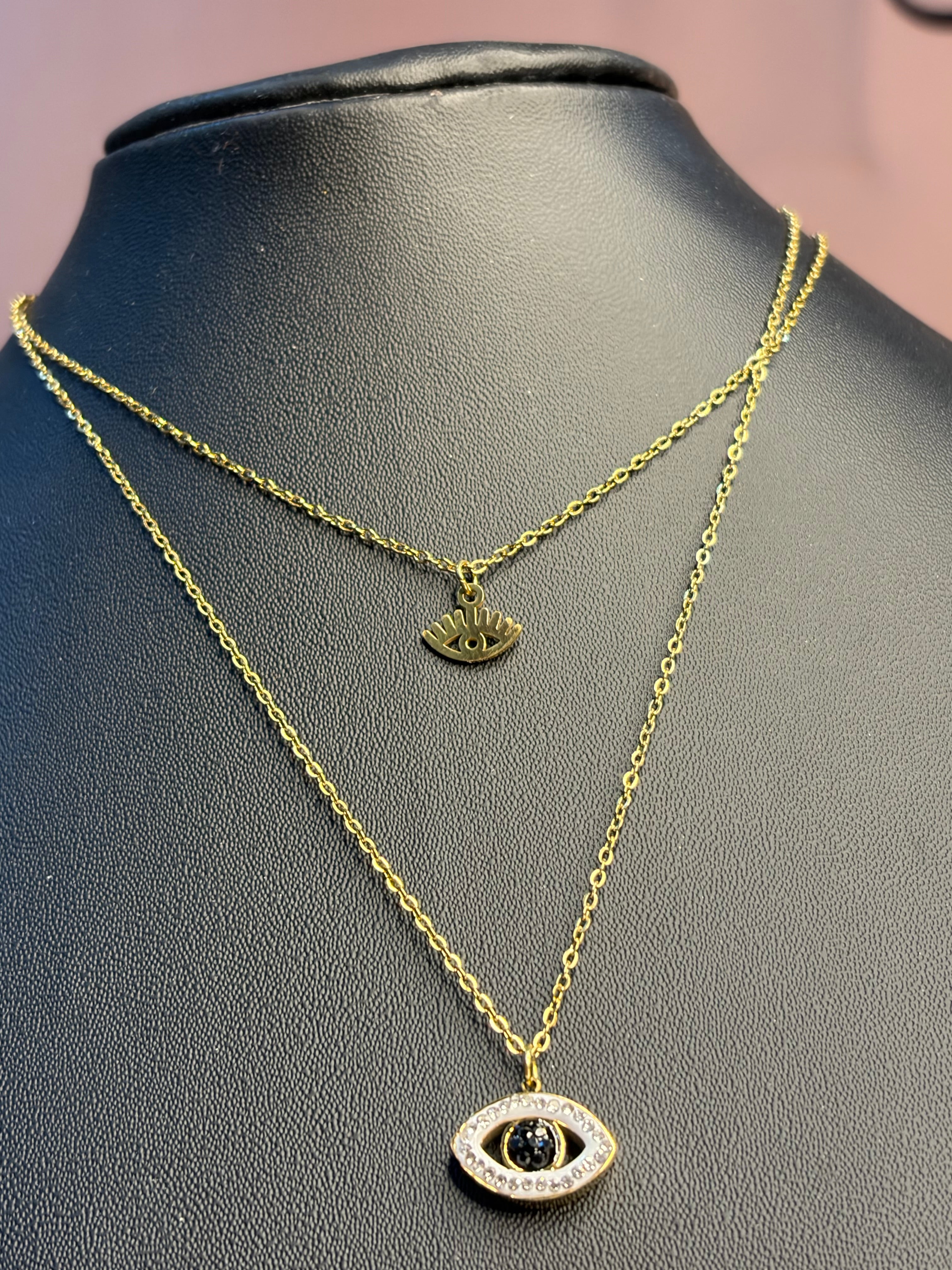 Double Layered Evil Eye Chain