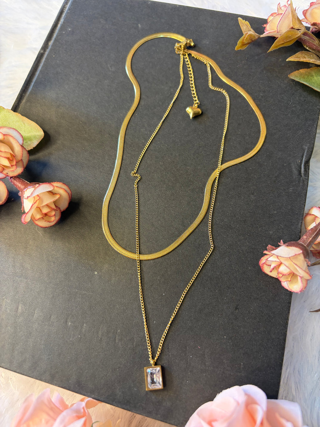 Anti Tarnish white Emerald Layered Chain